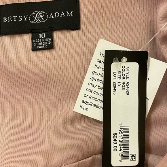 Betsy & Adam Flounce Cascade Ruffled dress Gown in Blush Rose Size 10 - Picture 6 of 9